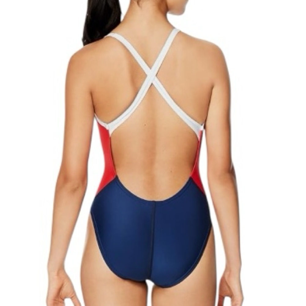 Speedo Blue and Red One Piece Swimsuit for Competitive Swimming. NWT - Picture 2 of 8